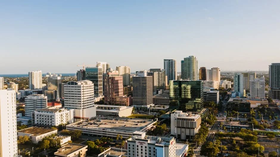 Professional commercial cleaning crew maintaining a Florida office building