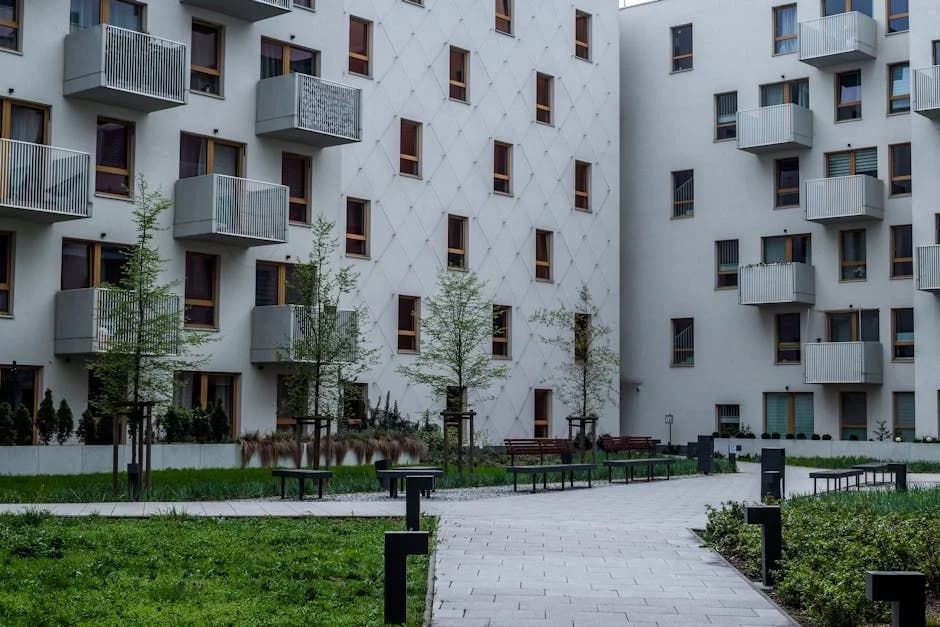 Professional cleaning team maintaining the common areas of a condominium building
