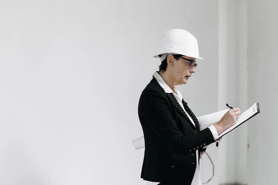 Property manager inspecting a clean commercial building common area