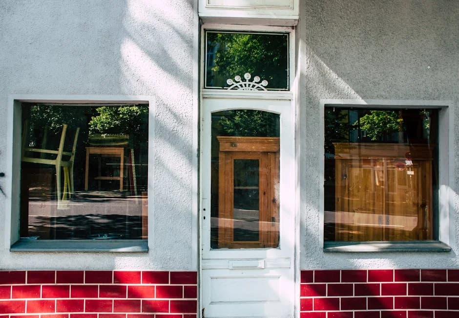 Clean storefront windows in a commercial retail district
