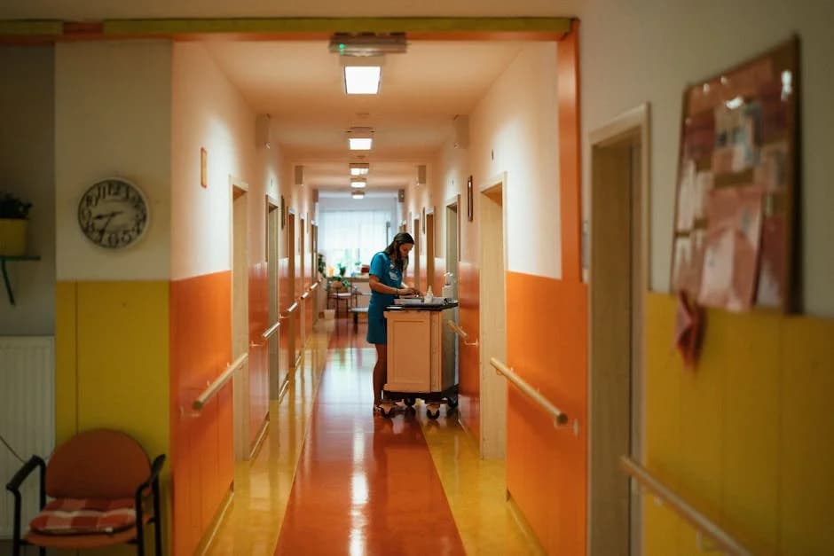 Professional healthcare cleaning team cleaning a medical facility
